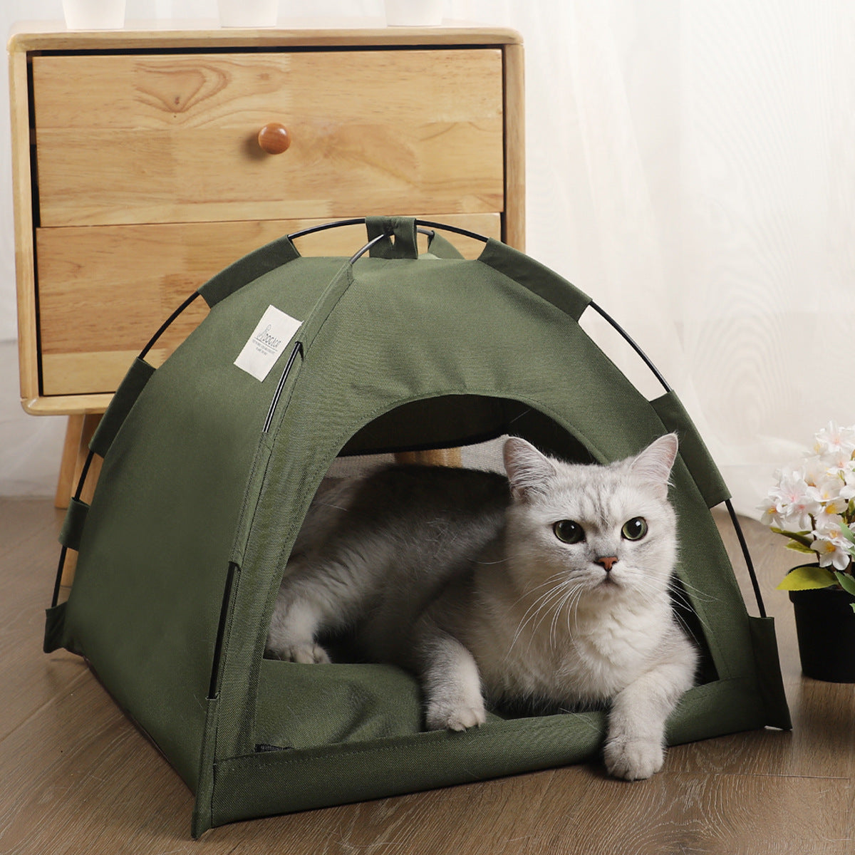 Pet Cat Camping Tent House Cooling Mat Pet Sofa Dog Bed with Cushion for Dog Kennel Indoor Cat Bed Pets Products