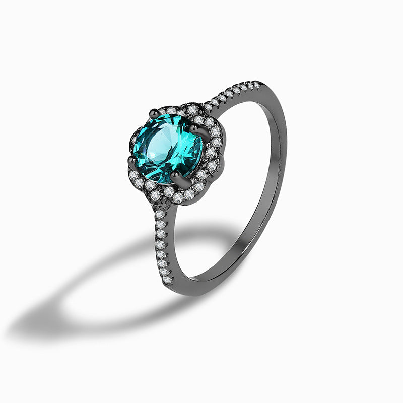 Women's Retro Vintage Sterling Silver Palaiba Flower Ring