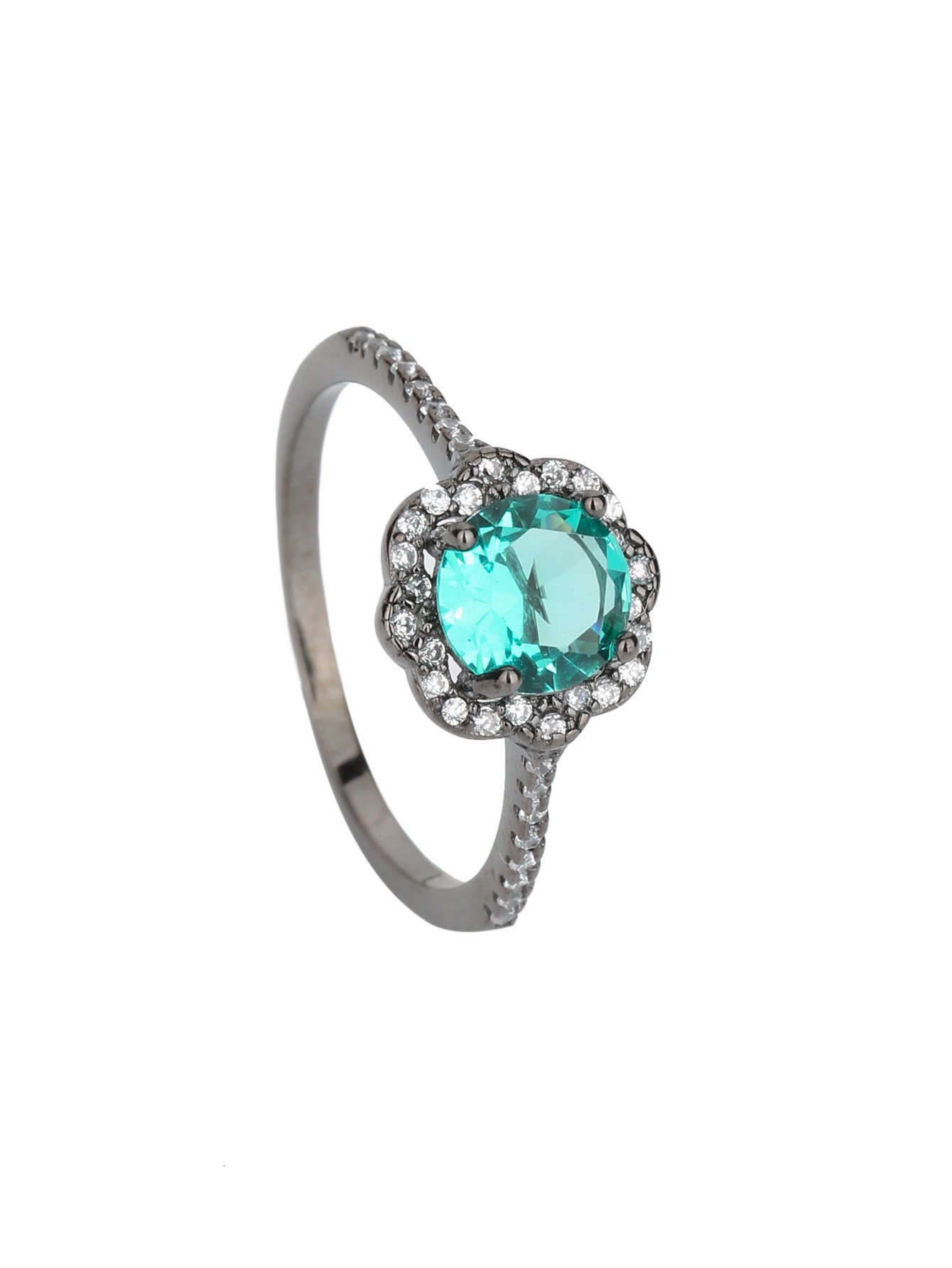Women's Retro Vintage Sterling Silver Palaiba Flower Ring