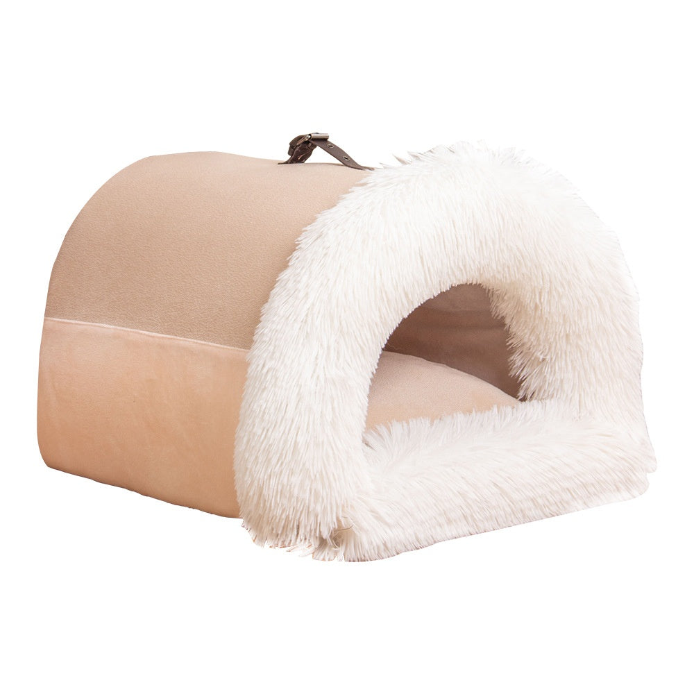 Pet Portable Warm Pet Bed Moisture-proof Long Fur Cat Nest