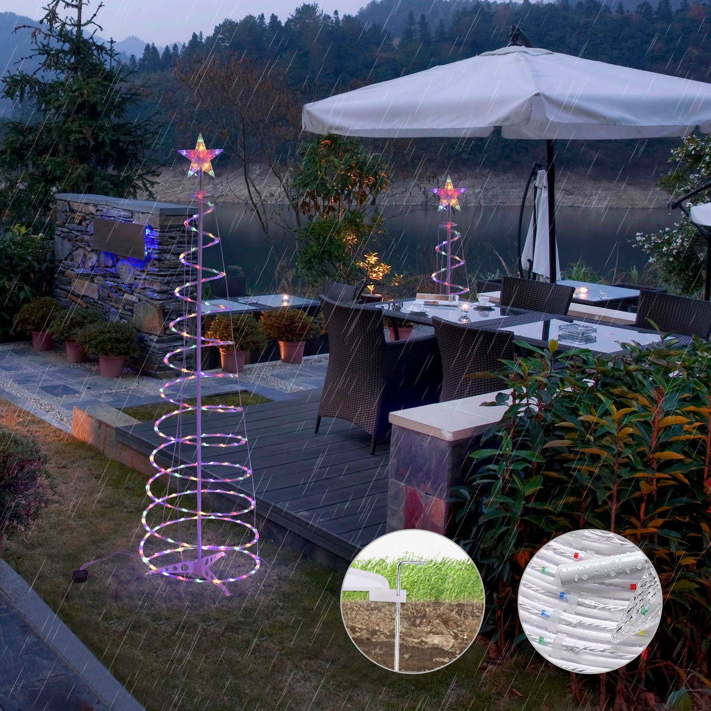 Holiday New LED Spiral Christmas Tree Light Christmas Spiral Tree Indoor and Outdoor Decoration Lights