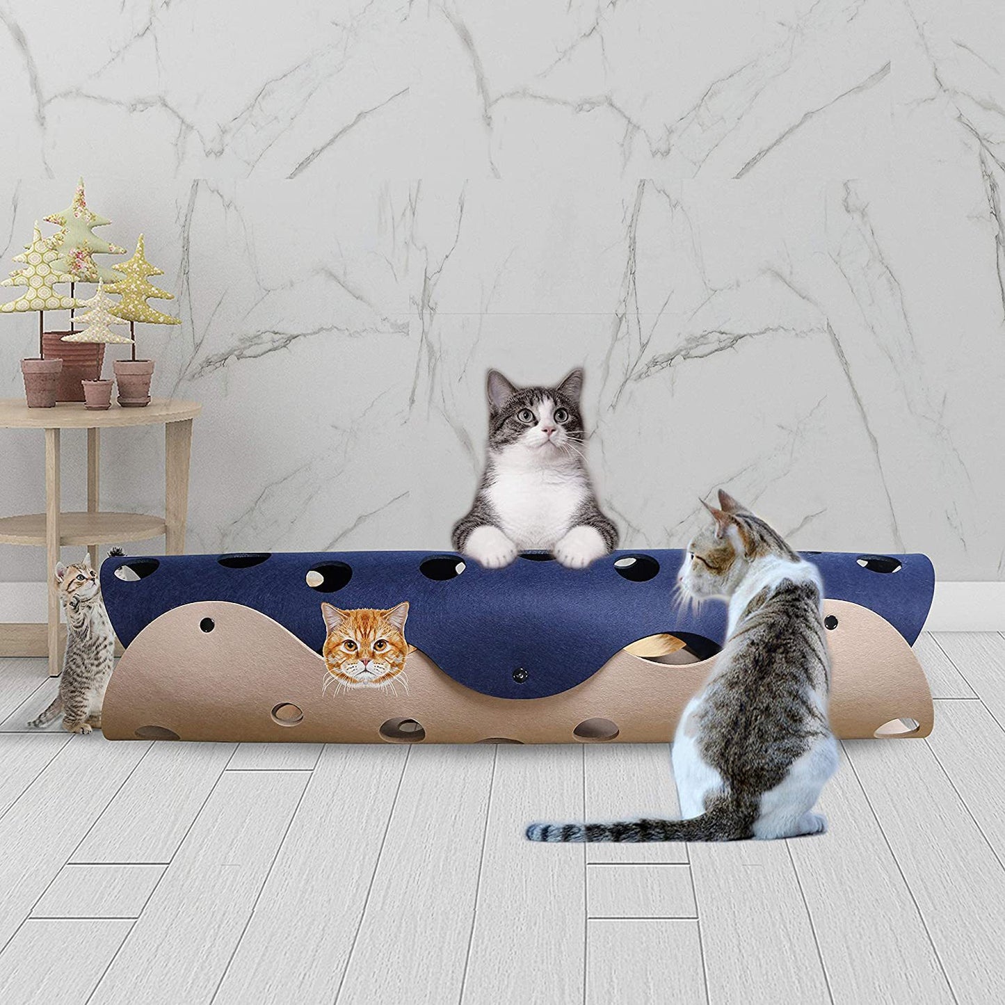 Pet Cat Tunnel Toy Felt Nest Collapsible Tube House Interactive Pet Play Accessories