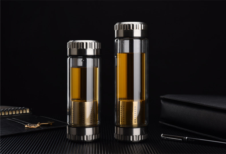 Brew HealthSmart Stainless Steel Tea Infuser with filter with Double Wall Glass Sport Water Tumbler