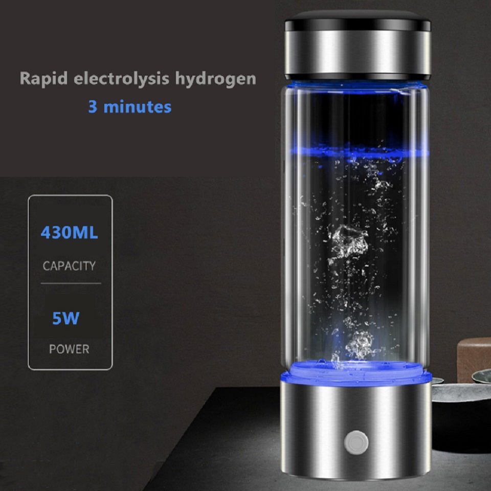 Alkaline Pure Hydrogen-Rich Water Generator Cup Filter 450ml Portable Bottle Ionizer