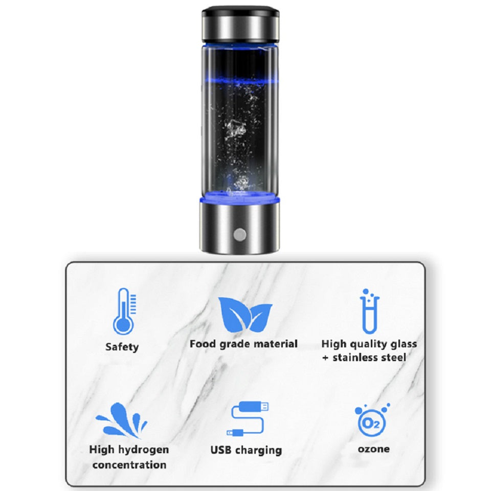 Alkaline Pure Hydrogen-Rich Water Generator Cup Filter 450ml Portable Bottle Ionizer