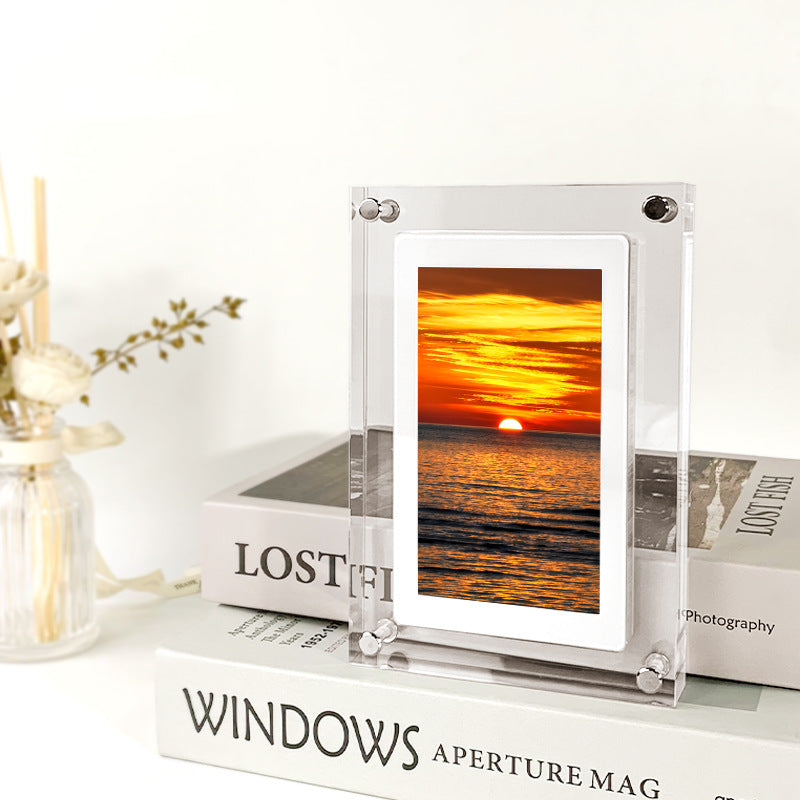 Home Office Digital Acrylic Picture Frame Video Player Digital Photo Frame Vertical Display With 1GB And Battery Type C