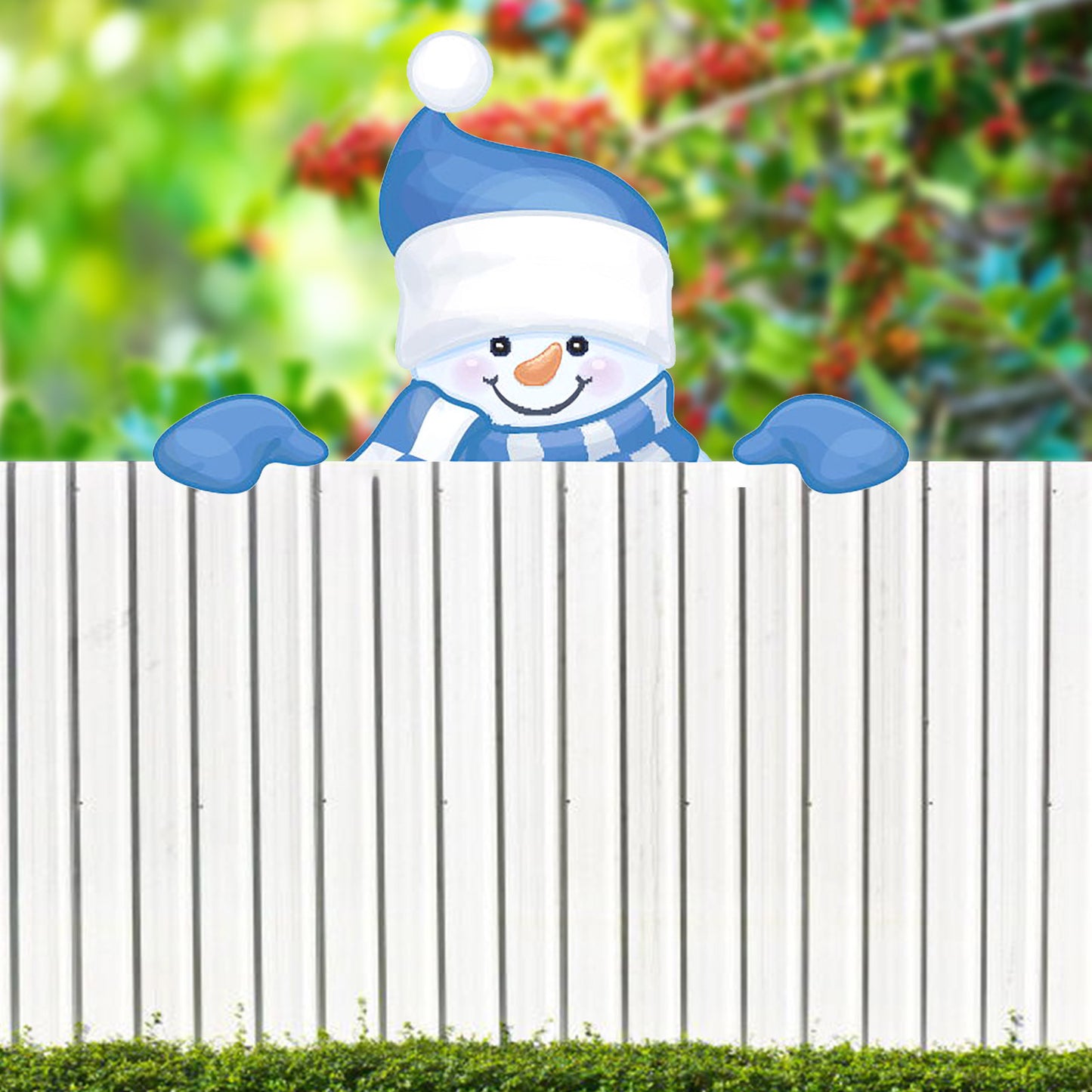 Holiday Christmas Themed Fence Garden Top Decoration