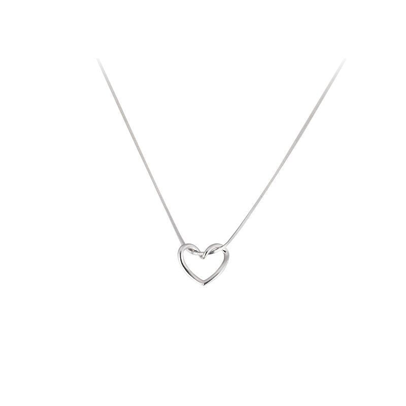 Women's Sterling Silver Elegant Hollow Heart Necklace