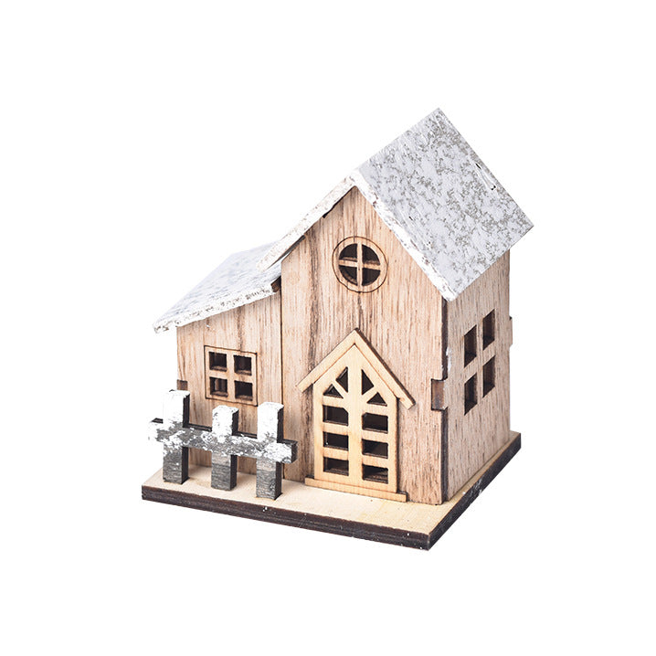 Holiday LED Luminous Wooden Christmas Small House