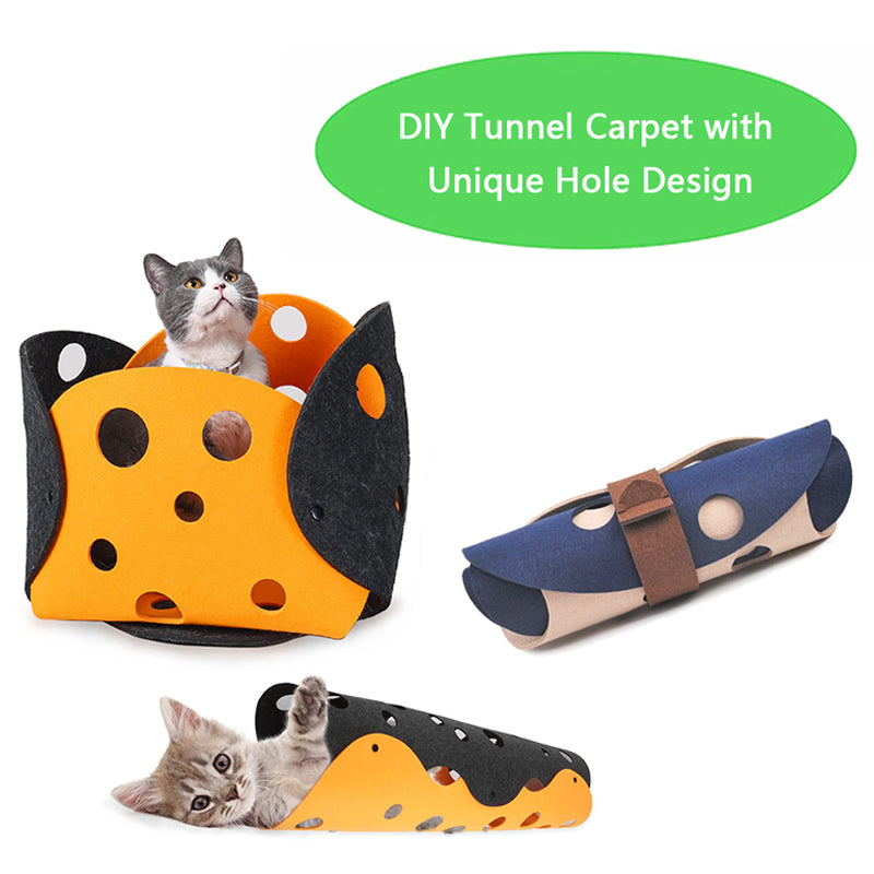 Pet Cat Tunnel Toy Felt Pom Kitten Nest Collapsible Tube House Tunnel Interactive Pet Toy Cat Accessories