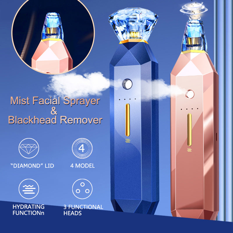 Facial Mist Sprayer 2-IN-1 Blackhead Acne Vacuum Remover Pore Cleaner Skin Moisture Nose Face Deep Cleansing Skin Care Device