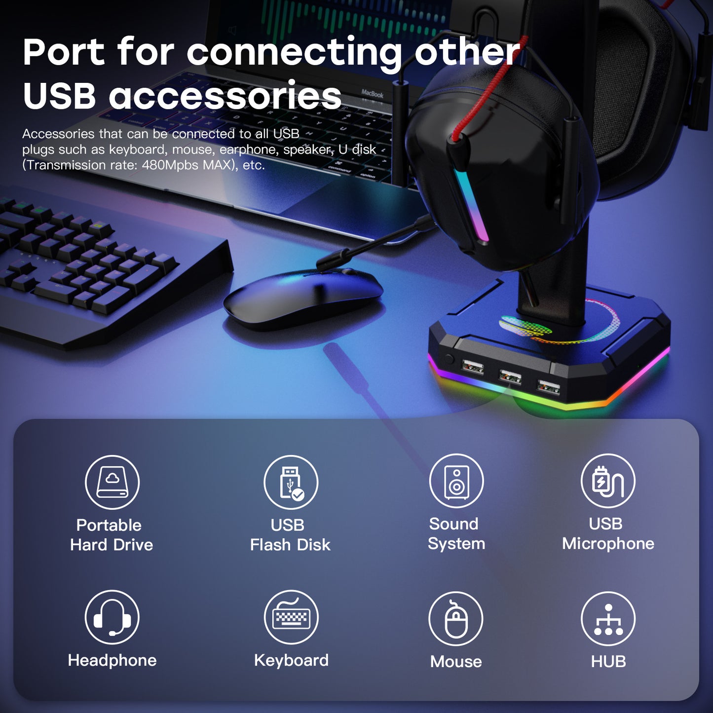 Home RGB Headphone Bracket Stand Headset E-sports Gaming