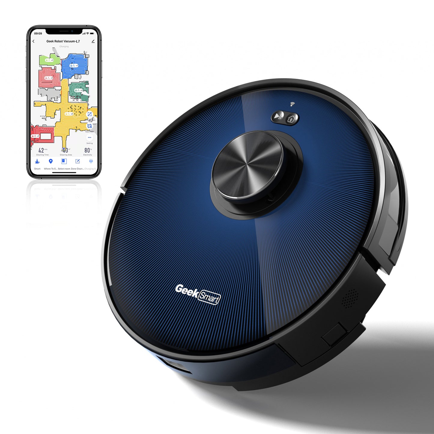 Home Smart Geek L7 Robot Vacuum Cleaner and Mop, LDS Navigation, Wi-Fi Connected APP, MAX 2700 PA Suction, Ideal for Pets and Larger Home