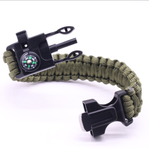 Emergency Survival Bracelet with Embedded Compass Whistle Fire Starter Scraper Accessories, Suit For Hiking, Camping, Fishing And Hunting