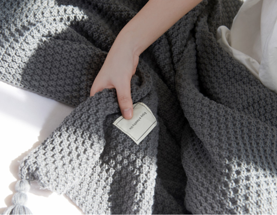 Home Luxury Wool Fringed Knitted Blanket