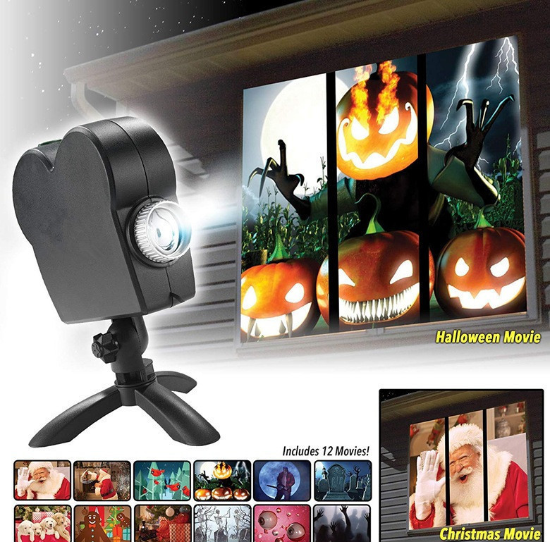 Home Holiday Christmas Laser Projector 12 Movies Disco Light Mini Window Theater Projector Indoor Outdoor Projector