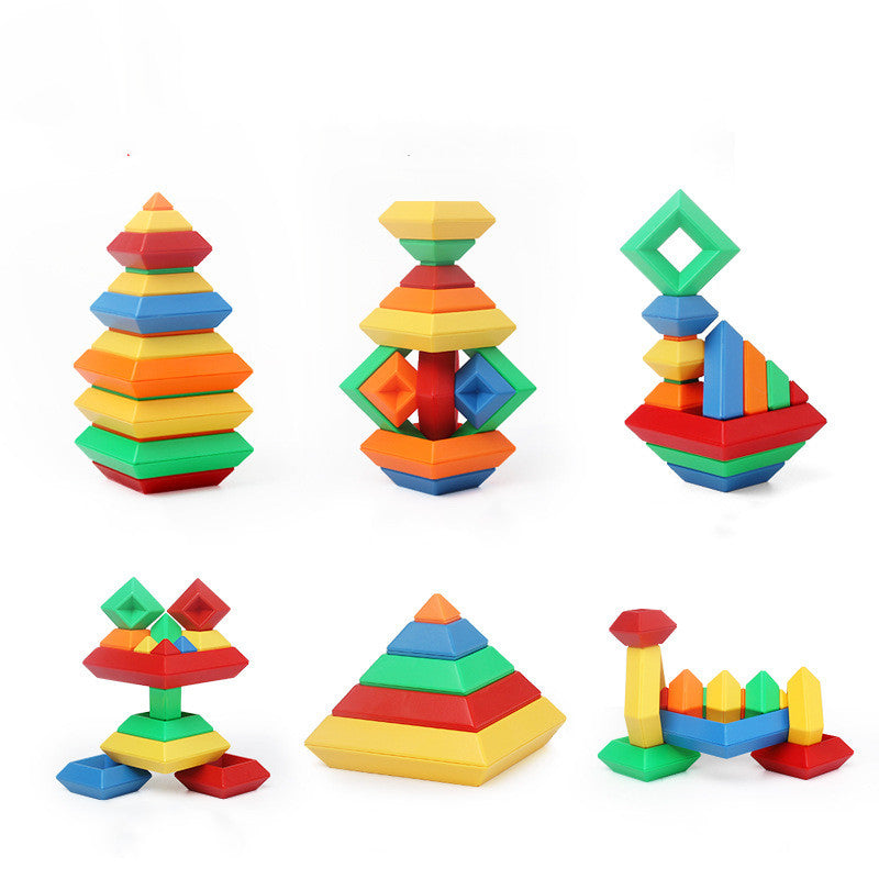 Children Montessori Rainbow Tower Ring Wooden Jenga Color Cognitive Set Educational Building Blocks