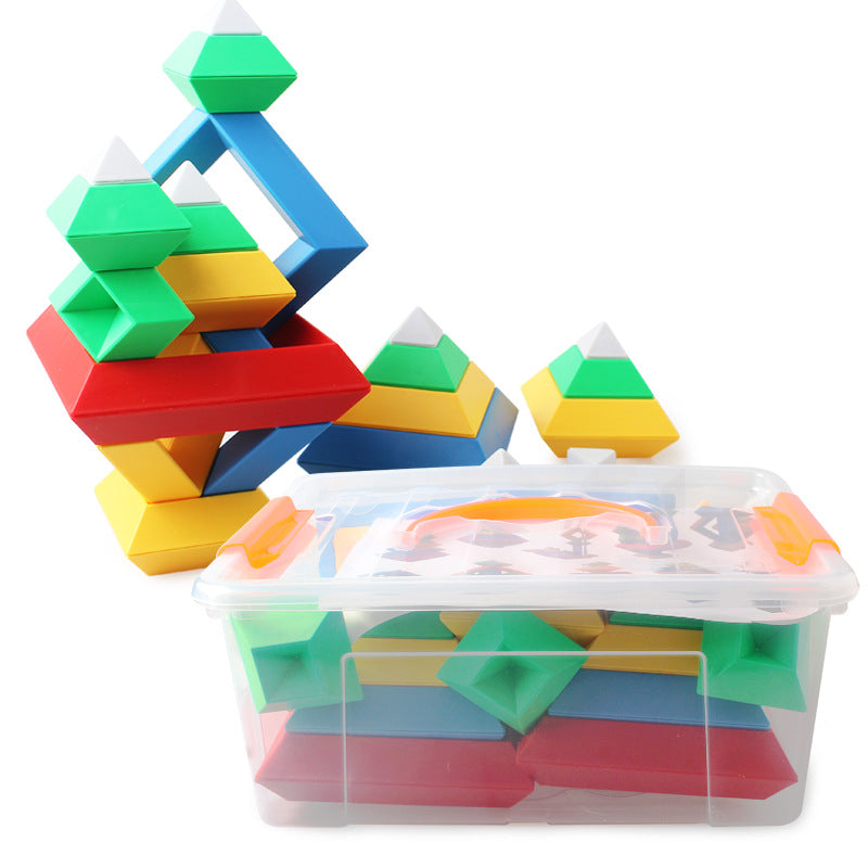 Children Montessori Rainbow Tower Ring Wooden Jenga Color Cognitive Set Educational Building Blocks