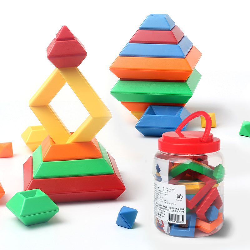 Children Montessori Rainbow Tower Ring Wooden Jenga Color Cognitive Set Educational Building Blocks