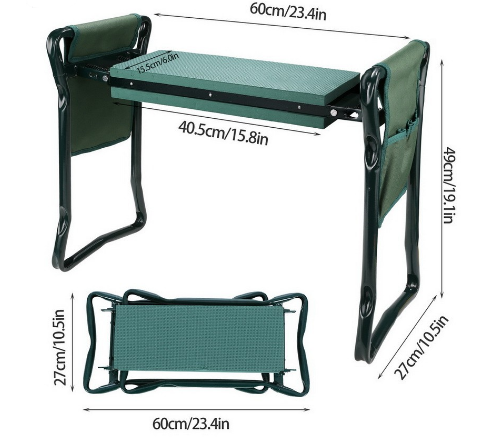 Gardening Foldable Bench with Tool Pouch Garden Rest