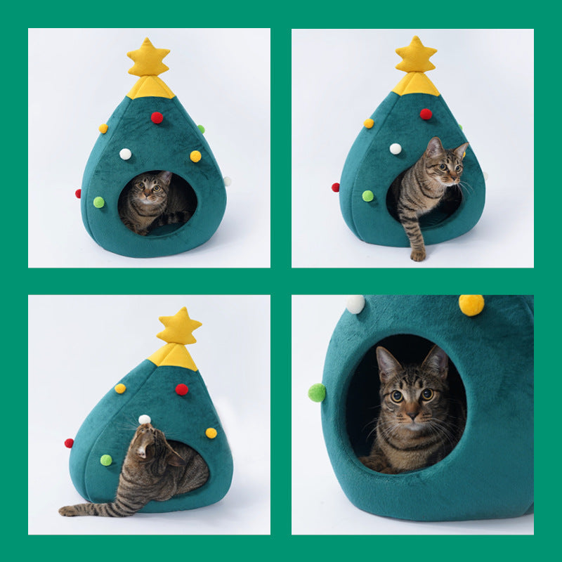 Holiday Pet Christmas Tree Cat Cat Bed Cat Mat Kennel Felt Litter Cat Supplies