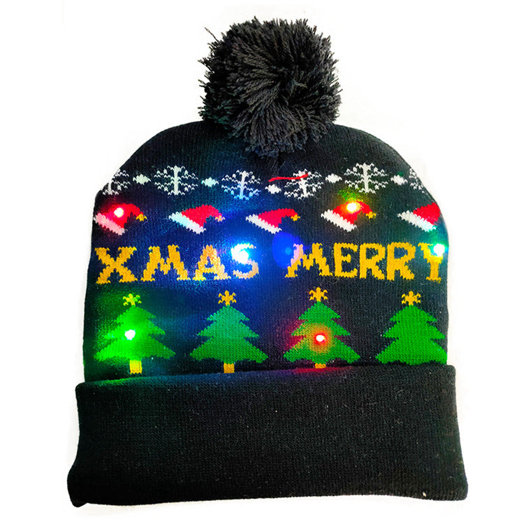 Holiday LED Christmas Hat Sweater Knitted Beanie Christmas Light Up Knitted Hat Christmas Gift Adult Kids Xmas New Year Decorations