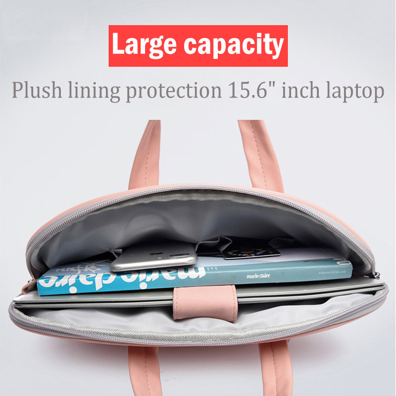 Home Office Women Leather Laptop Notebook Carrying Briefcase for MacBook Air 13.3 14 15.6 Inch Men Handbags Shoulder Mouse Bag