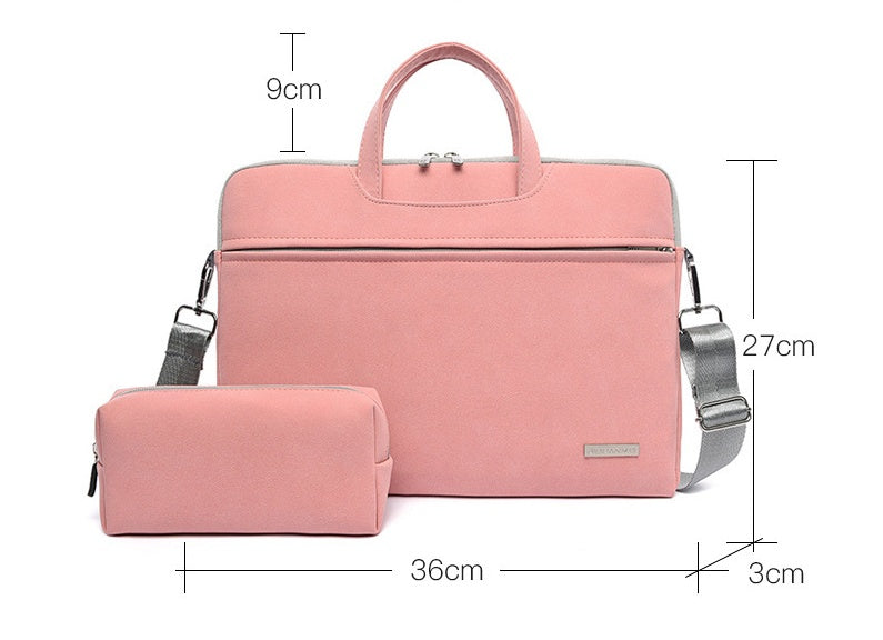 Home Office Women Leather Laptop Notebook Carrying Briefcase for MacBook Air 13.3 14 15.6 Inch Men Handbags Shoulder Mouse Bag