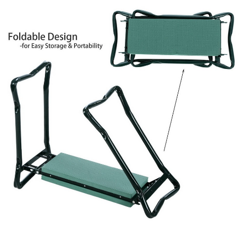 Gardening Foldable Bench with Tool Pouch Garden Rest