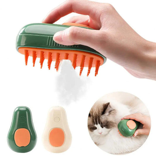 Pet Steam Electric Massage Grooming Brush Comb Self-Cleaning Pet Brush for Massage Avocado Shape Pet Spray Cat Grooming