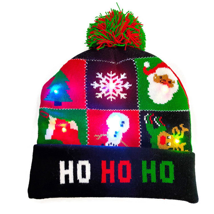 Holiday LED Christmas Hat Sweater Knitted Beanie Christmas Light Up Knitted Hat Christmas Gift Adult Kids Xmas New Year Decorations