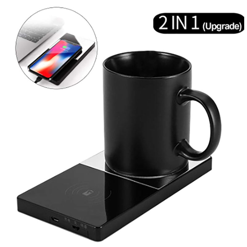 Home Office 2 In 1 Heating Mug Cup Warmer Electric Wireless Charger