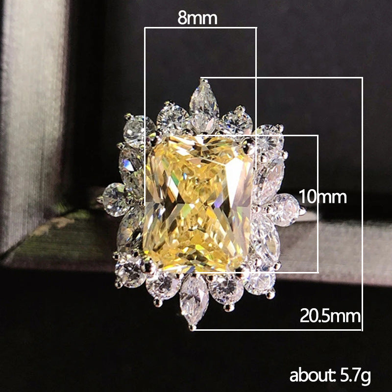 Women's Vintage Yellow Diamond In Zircon Ring