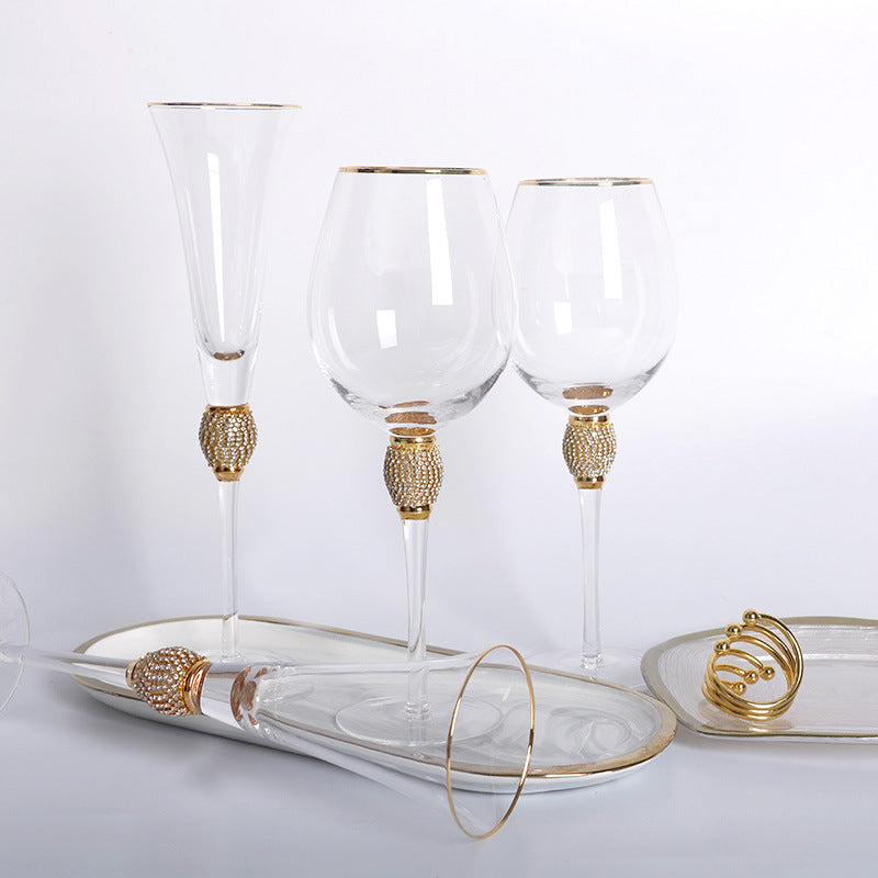 Home Decor Champagne Goblet with Diamond Wine Vessel