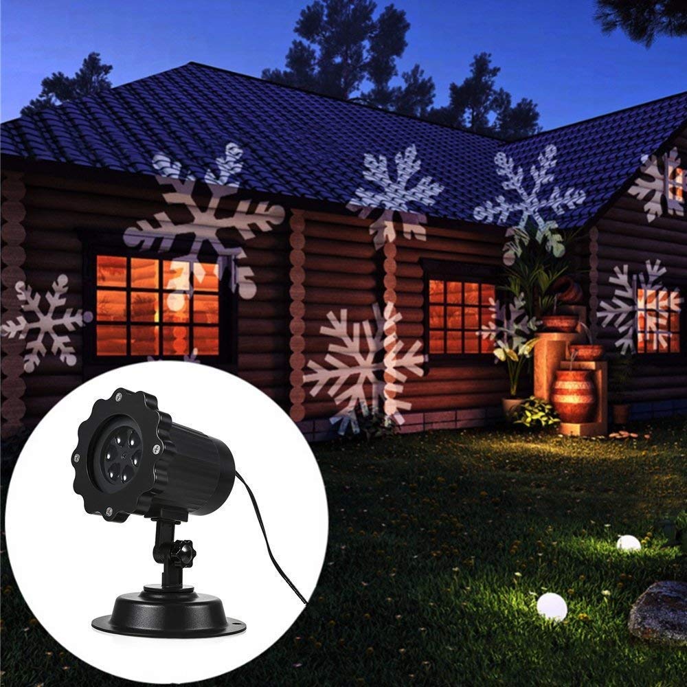 LED Christmas Blizzard Snowflake Laser Light Snowfall Projector Moving Snow Garden Laser Projectors Lamp For New Year Party Decor Lawn Lamps