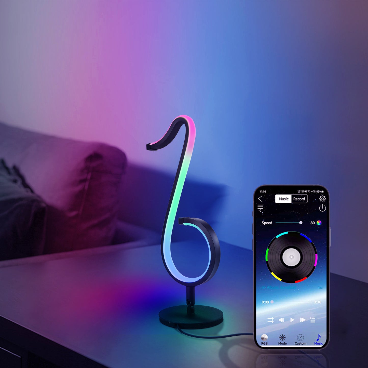 Home Intelligent Remote Control Symphony Atmosphere Light LED Night Light 180-degree Rotation Desktop Bedside For Home Decor Lamp