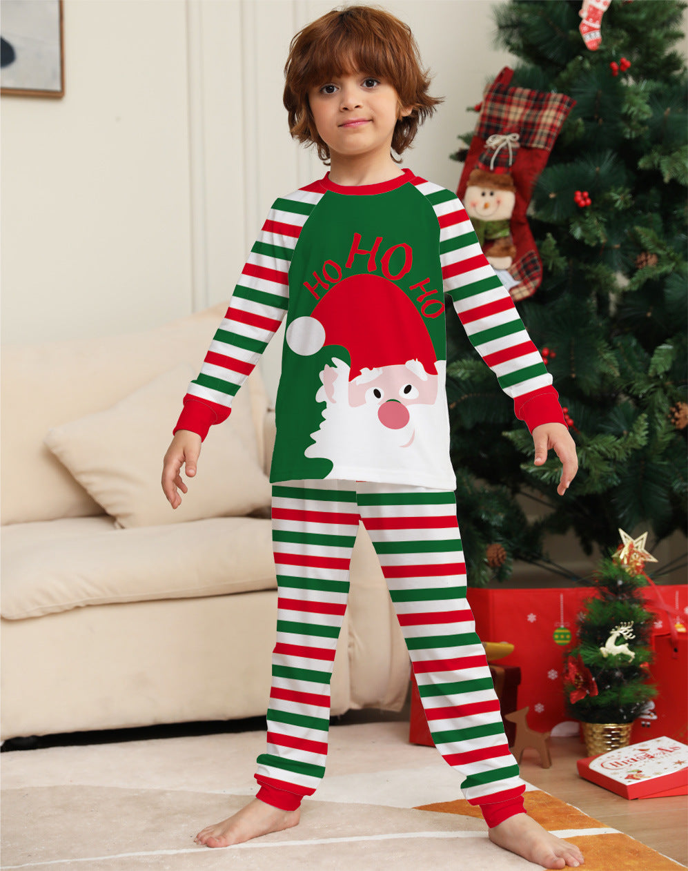 Holiday Family Christmas Pajamas Matching Sets Red Stripe Xmas Holiday Sleepwear Jammies Long Sleeve PJs Outfits