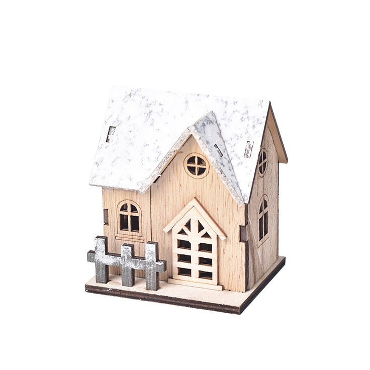 Holiday LED Luminous Wooden Christmas Small House