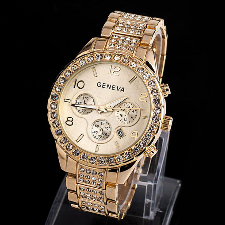 Women's Luxury Geneva Diamond Simulation Calendar Watch