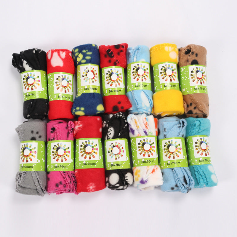 Pet Double-Sided Warm Fleece Pet Blanket Cat Dog Paw Blanket Mattress Pet Pad