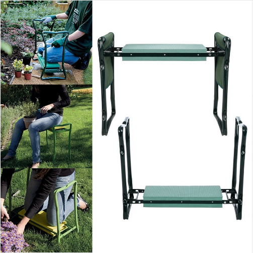 Gardening Foldable Bench with Tool Pouch Garden Rest