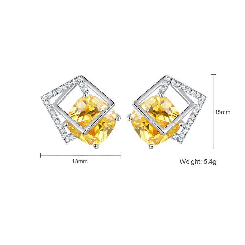 Women's Vintage Luxury Champagne Gold Square Earrings