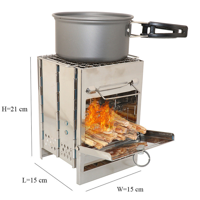 Camping Wood Burning Stove Lightweight Adjustable Folding Stove for Outdoor Cooking Picnic Hunting BBQ Windproof