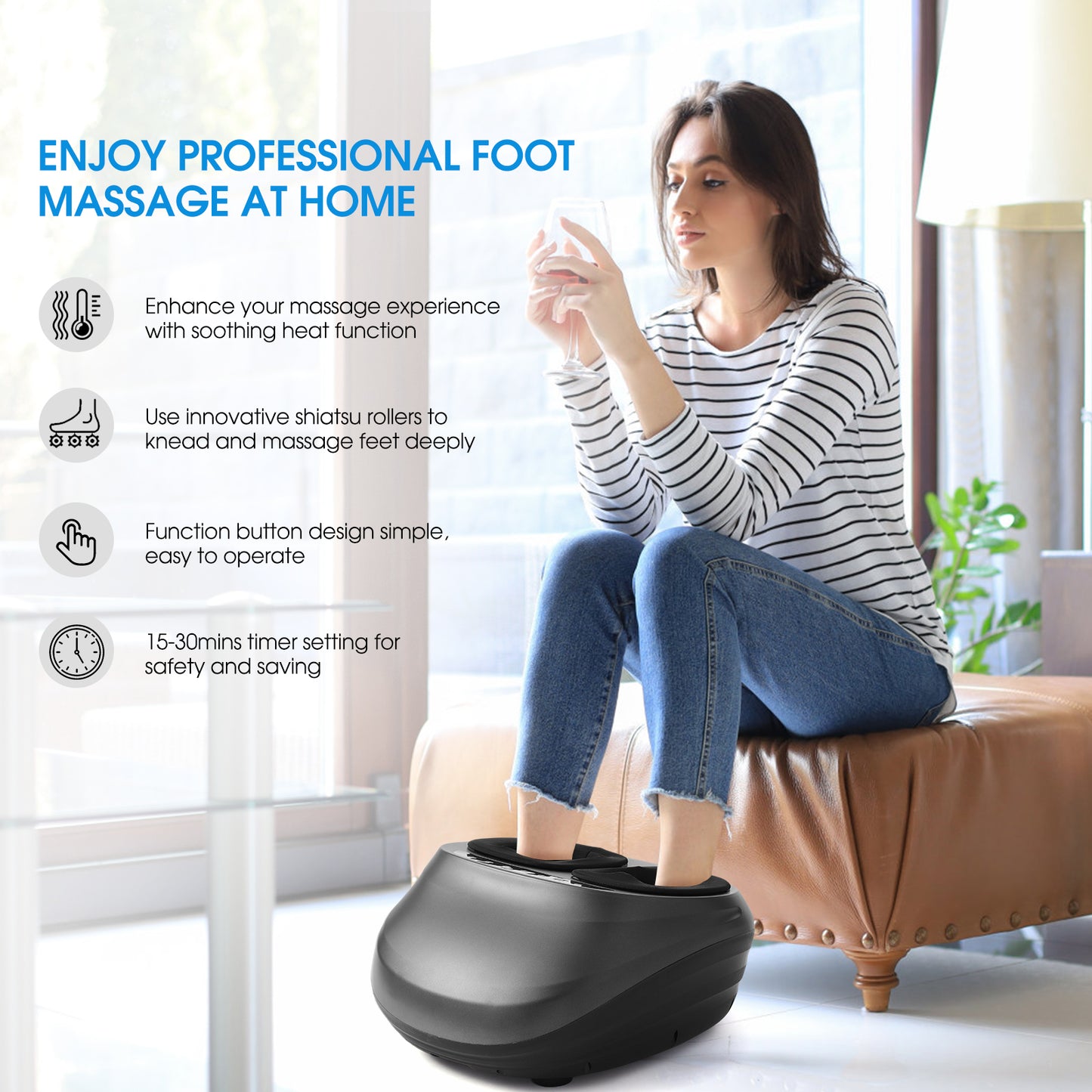 Heat Therapy Electric Foot Massager Machine with Shiatsu Deep Kneading Foot Massager For Home And Office Use