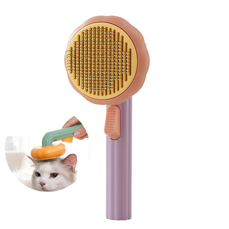 Pet Hand-held Steel Self-cleaning Comb Looper for Cat Hair Removal