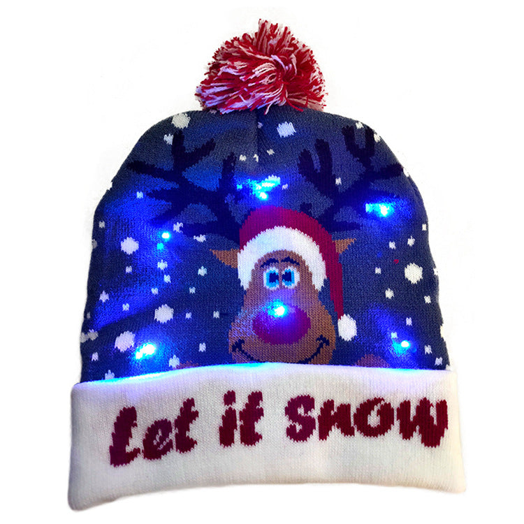 Holiday LED Christmas Hat Sweater Knitted Beanie Christmas Light Up Knitted Hat Christmas Gift Adult Kids Xmas New Year Decorations