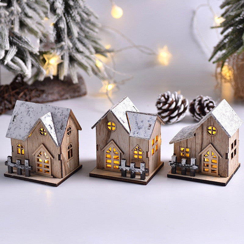 Holiday LED Luminous Wooden Christmas Small House