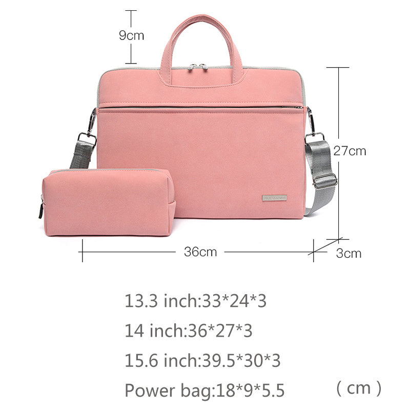 Home Office Women Leather Laptop Notebook Carrying Briefcase for MacBook Air 13.3 14 15.6 Inch Men Handbags Shoulder Mouse Bag