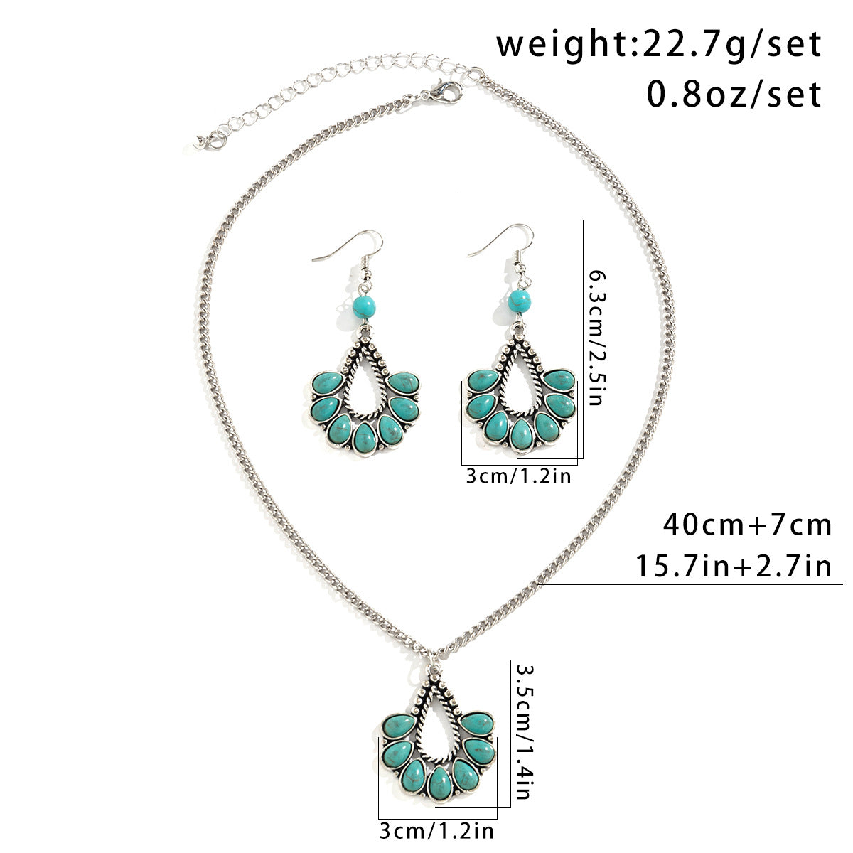 Women's Vintage Water Drop Tassel Necklace Set