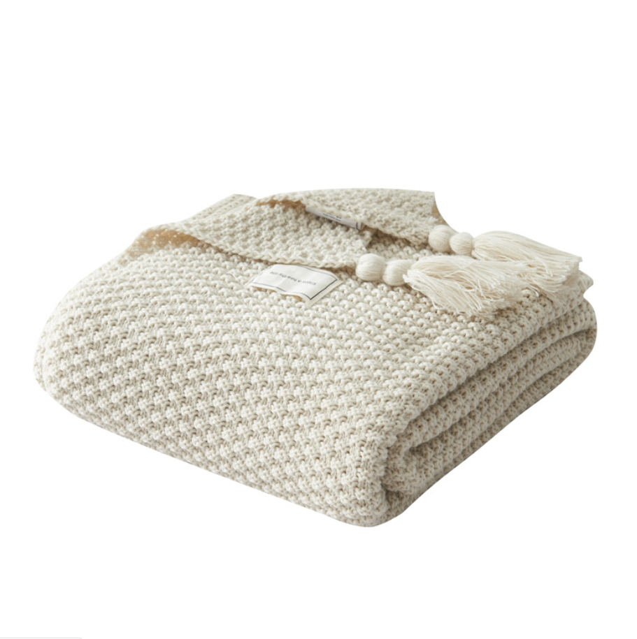 Home Luxury Wool Fringed Knitted Blanket